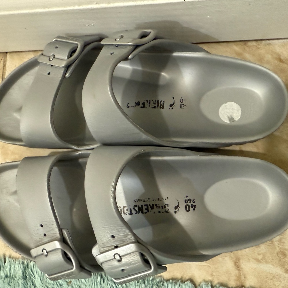 Birkenstock Light Gray Buckle Sandals